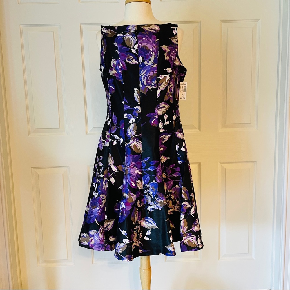 NWT Dressbarn (size 12) Purple and Black Floral Sleeveless Dress